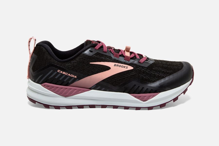 Cascadia 15 Trail Brooks Running Shoes NZ Womens - Black/Pink - LXFGAC-631